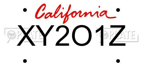 XY2O1Z California License Plate