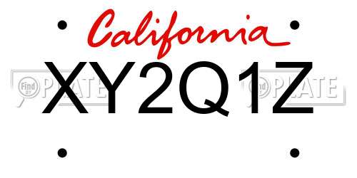 XY2Q1Z California License Plate