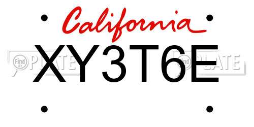 XY3T6E California License Plate
