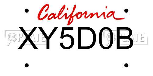 XY5D0B California License Plate