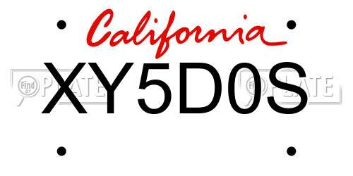 XY5D0S California License Plate