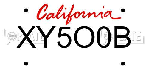 XY5O0B California License Plate