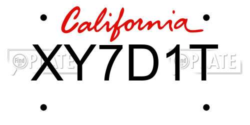 XY7D1T California License Plate