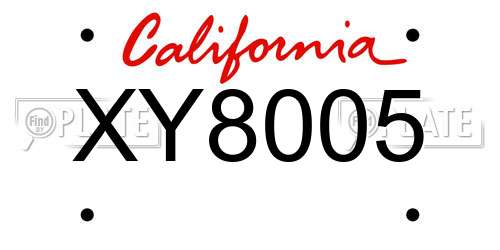 XY8005 California License Plate