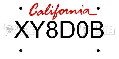 XY8D0B California License Plate