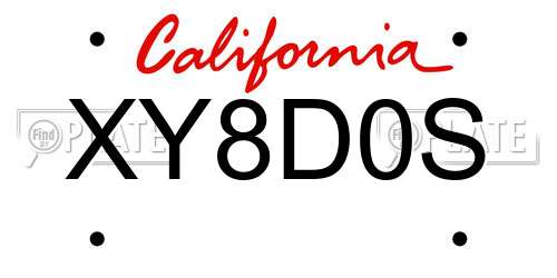 XY8D0S California License Plate