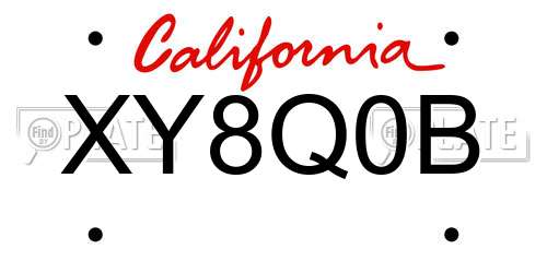 XY8Q0B California License Plate
