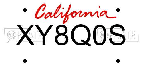 XY8Q0S California License Plate