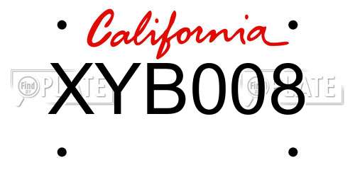 XYB008 California License Plate