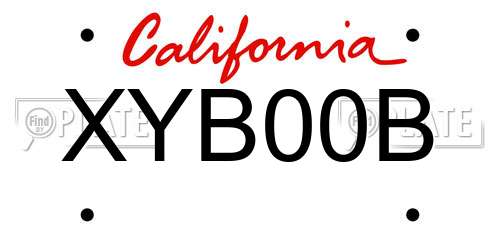 XYB00B California License Plate