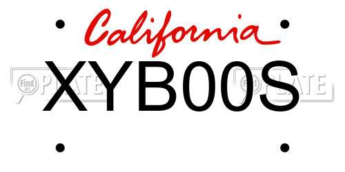 XYB00S California License Plate