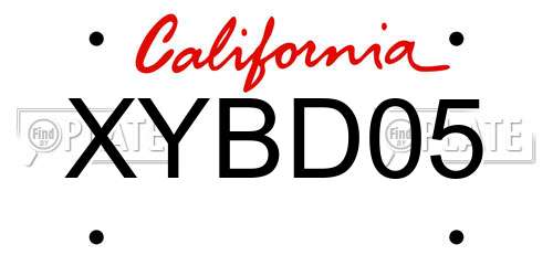 XYBD05 California License Plate