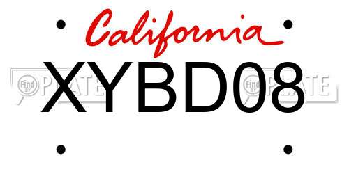 XYBD08 California License Plate