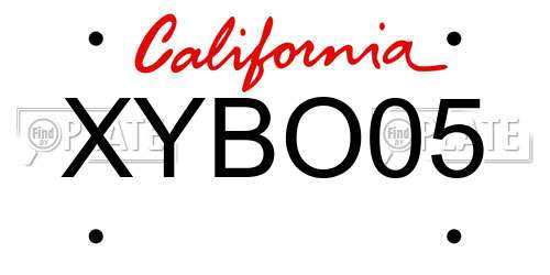 XYBO05 California License Plate