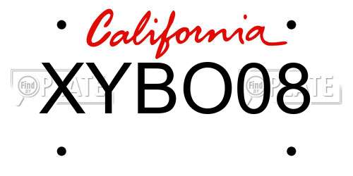 XYBO08 California License Plate