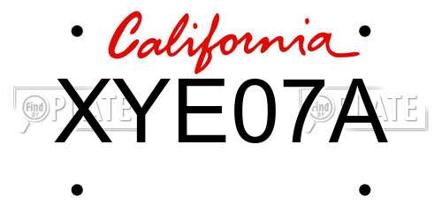 XYE07A California License Plate