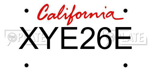 XYE26E California License Plate
