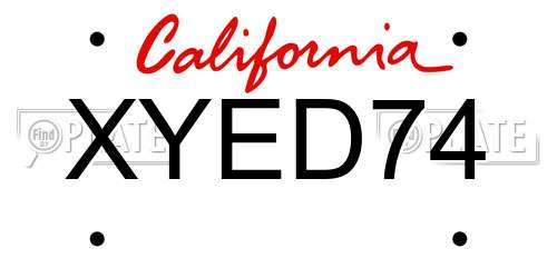 XYED74 California License Plate