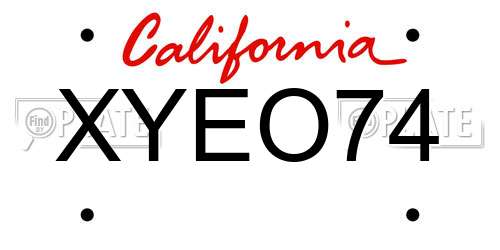 XYEO74 California License Plate