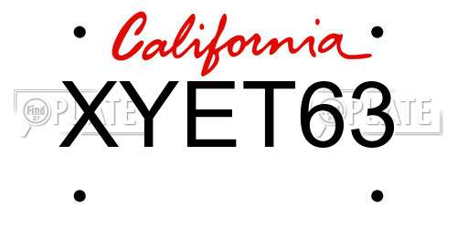 XYET63 California License Plate