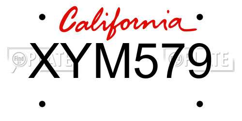 XYM579 California License Plate