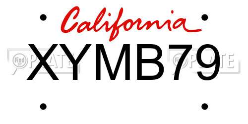 XYMB79 California License Plate