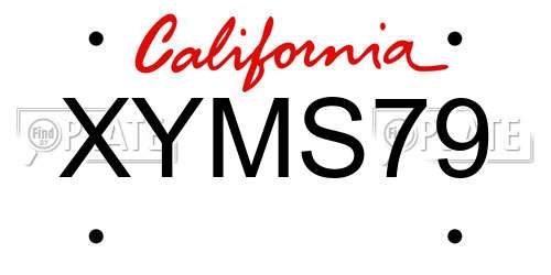 XYMS79 California License Plate