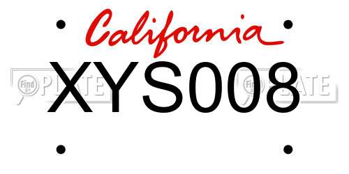 XYS008 California License Plate