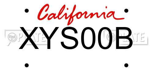 XYS00B California License Plate