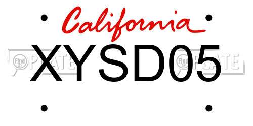 XYSD05 California License Plate
