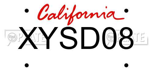 XYSD08 California License Plate