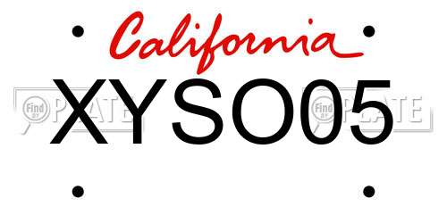XYSO05 California License Plate