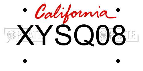 XYSQ08 California License Plate