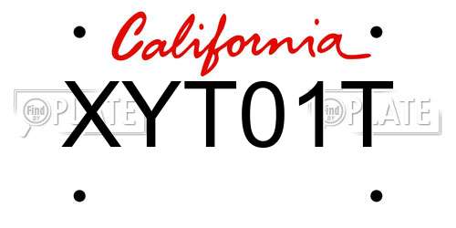 XYT01T California License Plate