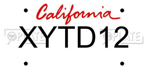 XYTD12 California License Plate