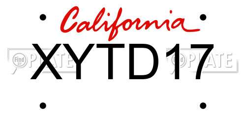 XYTD17 California License Plate