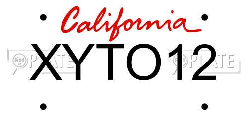 XYTO12 California License Plate
