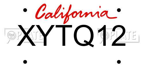 XYTQ12 California License Plate