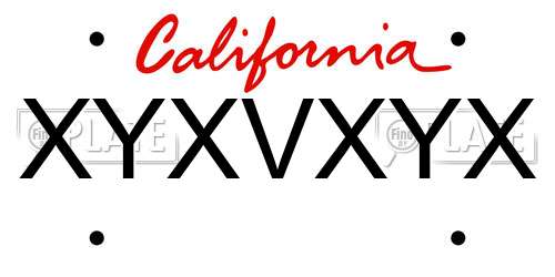 XYXVXYX California License Plate