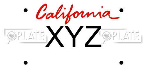 XYZ California License Plate