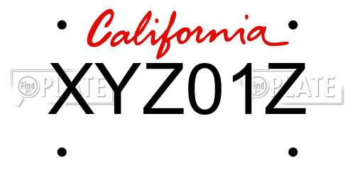XYZ01Z California License Plate