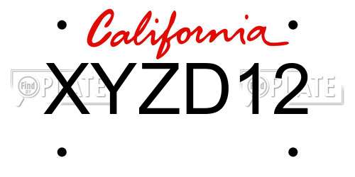 XYZD12 California License Plate