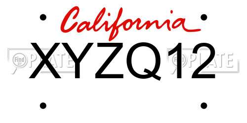 XYZQ12 California License Plate