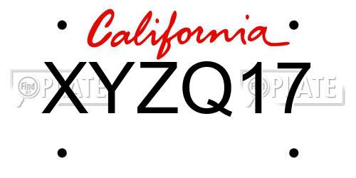 XYZQ17 California License Plate