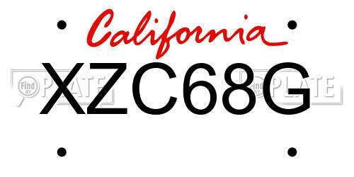 XZC68G California License Plate