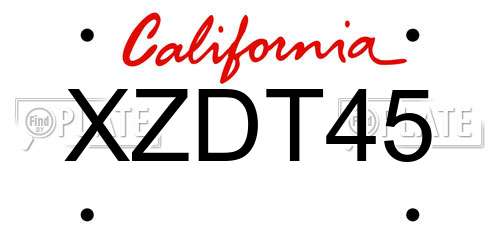 XZDT45 California License Plate