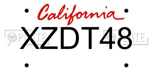 XZDT48 California License Plate