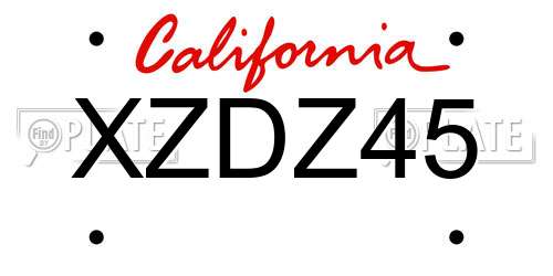 XZDZ45 California License Plate