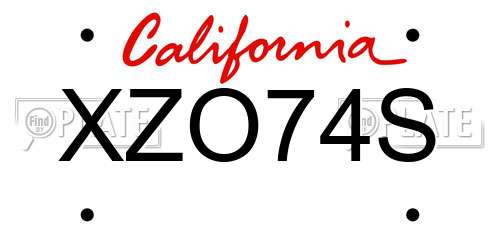 XZO74S California License Plate