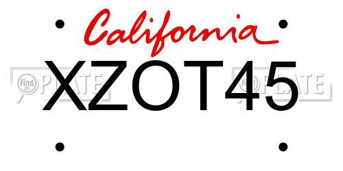 XZOT45 California License Plate